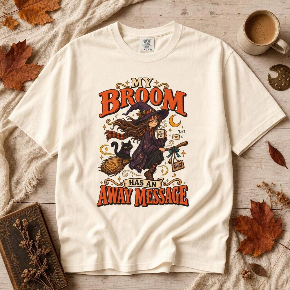 Funny Witch Halloween Shirt, Introvert Away Message Tee, Black Cat